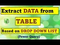 Extract Data from a Table based on Drop Down Selection in Excel using Power Query Extract Data