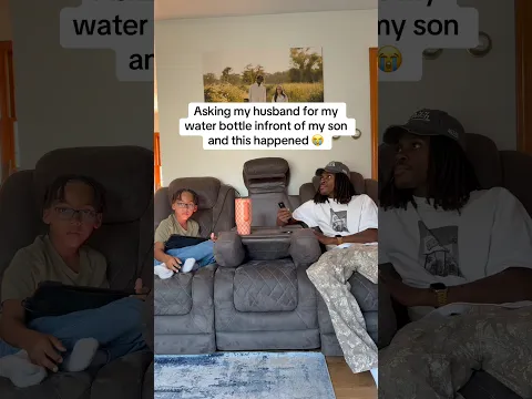 Asking my husband for my water bottle infront of my son #couple #couplecomedy #shorts