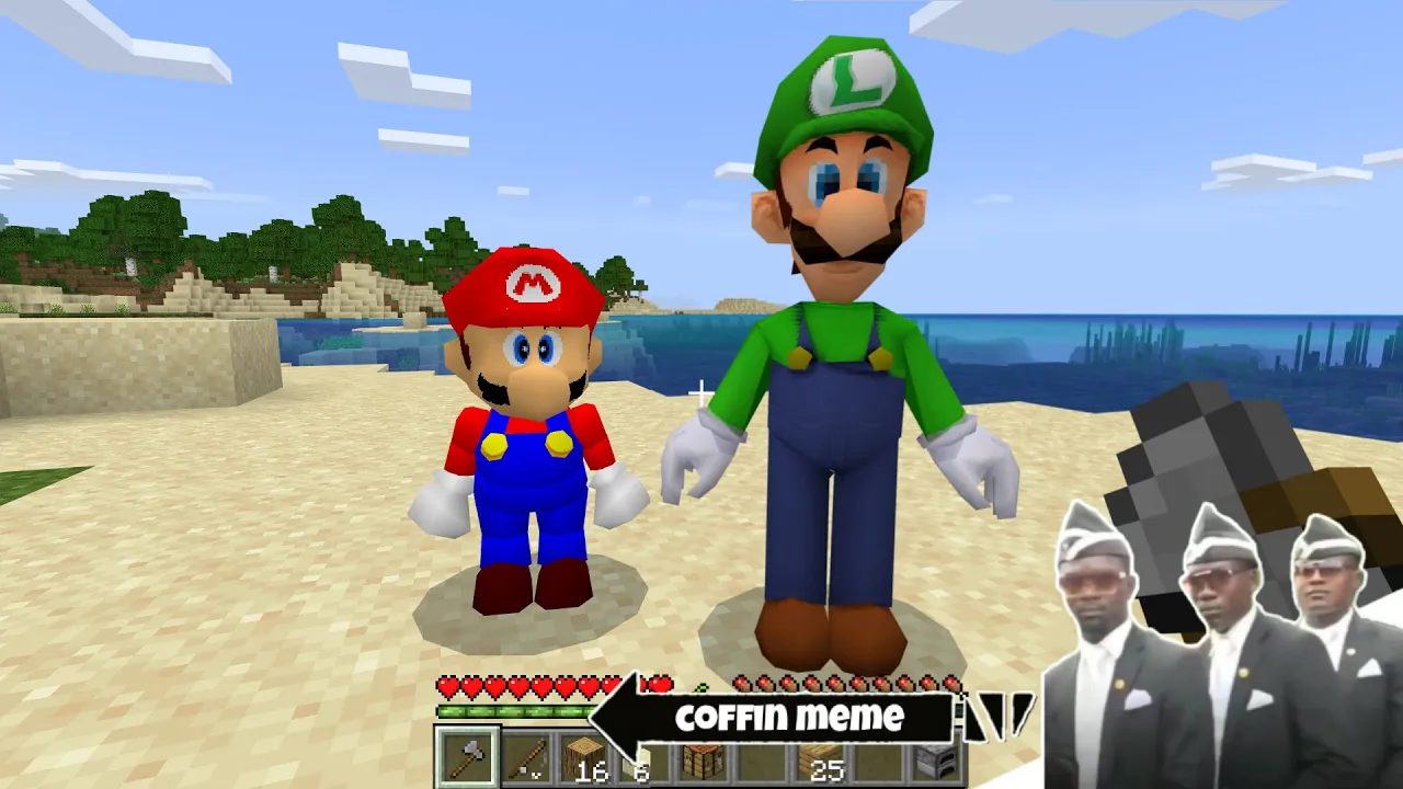 Real Super Mario and Friends in Minecraft - Coffin Meme