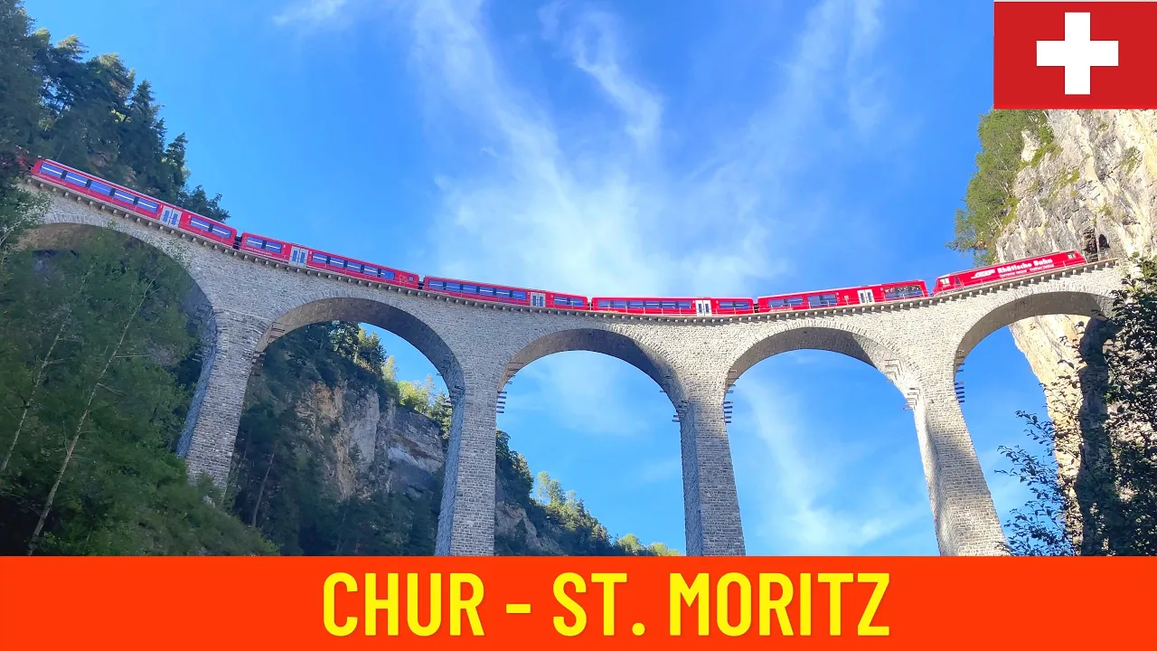 Cab ride Chur - St. Moritz/Albula line - train drivers view in Switzerland in 4K (July 2022)
