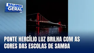 Ponte Hercílio Luz ganha as cores das escolas de samba em Florianópolis
