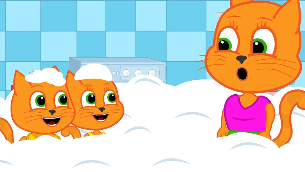 Família de Gatos - Festa da Espuma Desenho Animado em Português Brasil
