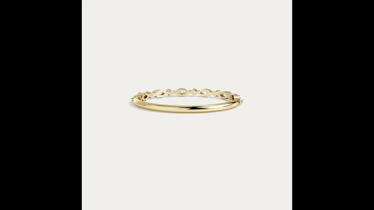 Alternating Marquise & Round Lab Diamond Half Eternity Wedding Band