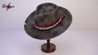 Nova - Vintage Wide Brim Stiff Handcrafted Distressed Fedora Hat
