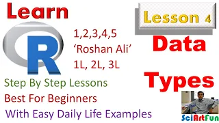 Learn R Data Types in R Numeric Integer Character complex Logical and Raw Lesson Four