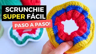 Teje tu SCRUNCHIE de CROCHET Súper Fácil ⚽ Coletero con tu Bandera | Tutorial para Principiantes