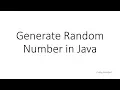 Generate Random number in Java