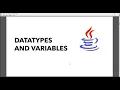 Java Lectures Part 5 - Data Types Variables in Java