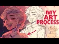 My digital art process from sketch to Rendering D XP-pen artist 22 plus