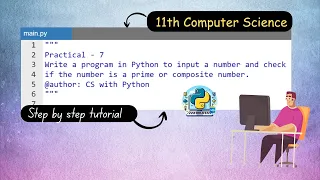 Class 11 CS Practical - Prime number program Python Practical programs