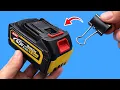 Lagu 🔋 Nooit meer nieuwe accu's voor je boormachine kopen! Gebruik een paperclip en kijk wat er gebeurt!