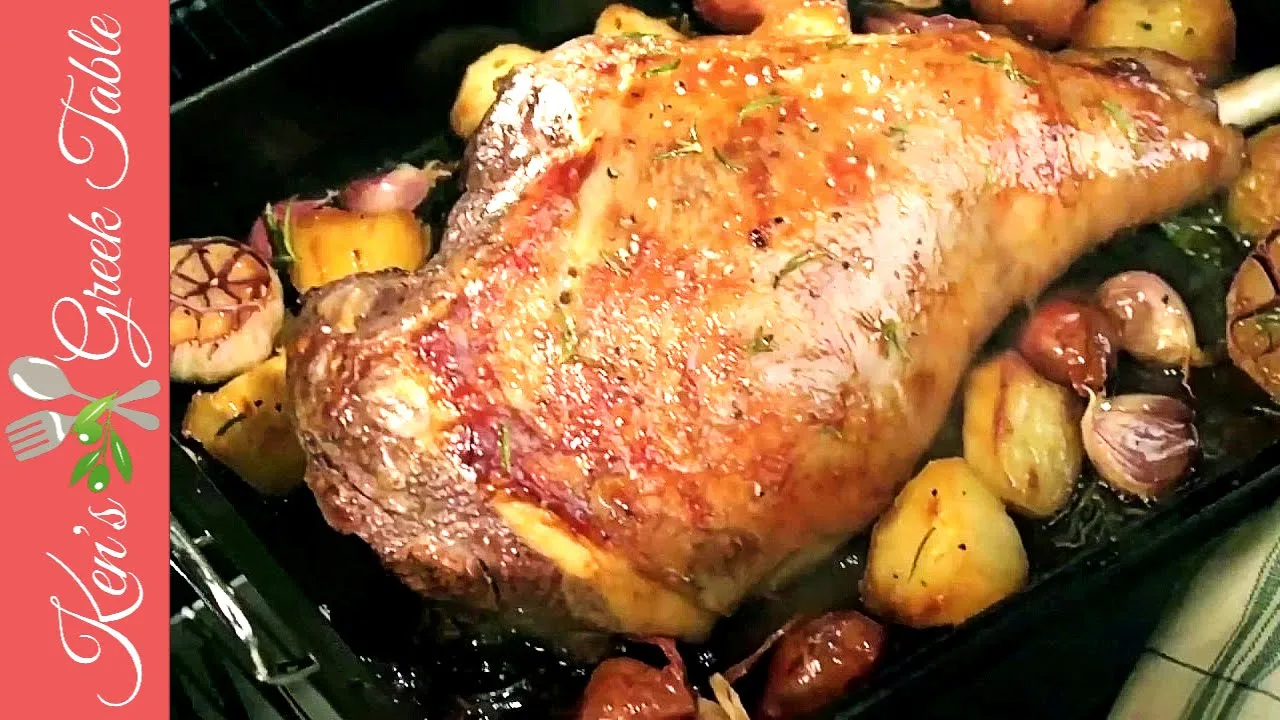 Roasted Leg of Lamb with Potatoes   Greek Style Roasted Lamb Recipe