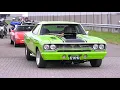 Classic US Muscle Cars leaving King Cruise 2025 - Impala King Cobra Fleetwood Road Runner