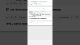 Python One-Liner Find Duplicate Elements in a List