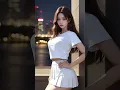 Download Lagu (AI art) White Pleated Skirt Shining in Skyline Night View
