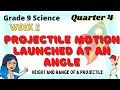 Projectile Motion Launched at an Angle Height and Range Grade 9 Science Quarter 4 Week 2