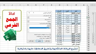 أسرار الإكسيل  تجميع البيانات بإستخدام أداة الإجمالي الفرعي          دندنها