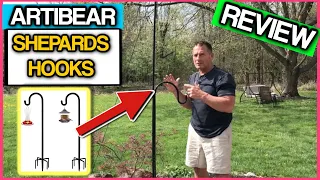Artibear Adjustable Outdoor Shepherd Hook Stand with 5 Prong Base