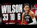 A ja Wilson 33 pts 10 rebs 6 asts vs Liberty 2026 Season