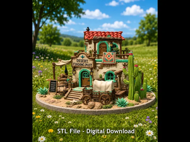Desert Trading Post Fantasy Western Village STL File for 3D Print video thumbnail