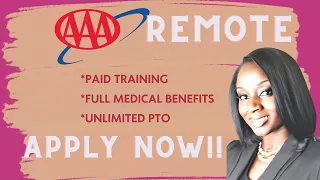 AAA is Hiring NOW I PAID Training Provided I Work From Home Jobs