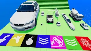 Speed Boost Car Platforms - Funny Cars vs Stairs - BeamNG.Drive #109