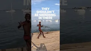 They’re swimming in the most polluted bay in the world #sailinglife #windedvoyage #africa #sailing