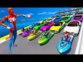 Download Lagu Stunt Top challenge GTA 5 Cars BMW M8 Cabrio Chevrolet Camaro Ferrari F8 Jet Ski FireTruck