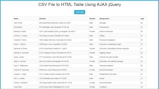How to Load CSV File data into HTML Table Using AJAX jQuery