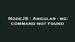 NodeJS Angular - ng command not found