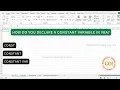 How do you declare a constant variable in vba VBA for beginners