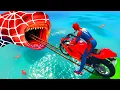 Download Lagu سبايدر مان اصعب دراجة نارية فوق اسماك القرش - Superheroes Ride on Motorcycle Stunt Funny Moments??