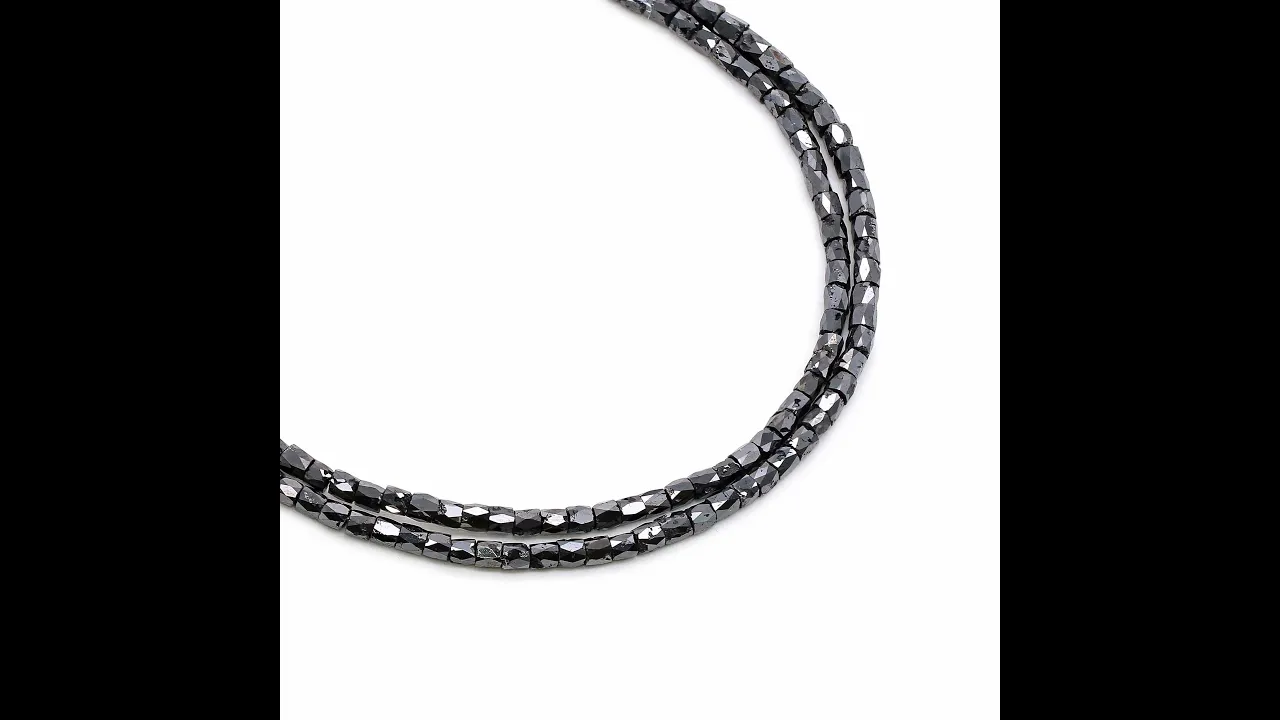 Black Diamond 2mm to 2.50mm Pipe Shape Faceted Beads (14 Inch)