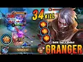 Download Lagu 34 Kills + MANIAC!! Granger 100% BROKEN HERO!! - Build Top 1 Global Granger ~ MLBB