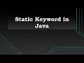 Static Keyword In Java
