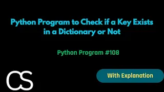 Python Program to Check if a Key Exists in a Dictionary or Not CodingwithShameera