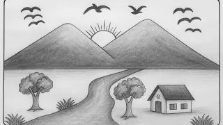 very easy scenery drawing beautiful prakritik drishya drawing drawing scenery easy and beautiful