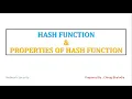 Hash Function in cryptograhy Properties of Hash Function Simple Hash Function Technique
