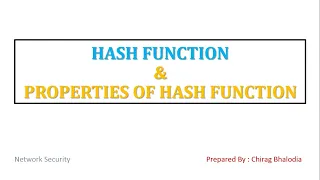 Hash Function in cryptograhy Properties of Hash Function Simple Hash Function Technique