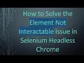 How to Solve the Element Not Interactable Issue in Selenium Headless Chrome