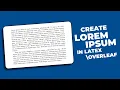 How to generate Lorem Ipsum Text in Latex Overleaf