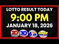 Lotto Result Today 9PM Draw January 18 2026 2D 3D Swertres PCSO