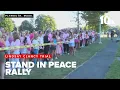 People dressed in pink rally outside courthouse where Lindsay Clancy is being tried for murder