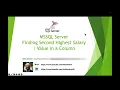 Finding Second Highest Salary Second highest value in a Column - SQL Server