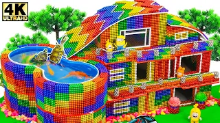 ASMR 1.5x SPEED! 🌈 Building a RAINBOW MAGNETIC HAMSTER CASTLE with Pool & Slide! 🐹✨