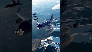 Air Force One in Alaska under six F-22 Raptors as Trump Putin meet