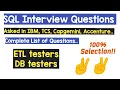 SQL Interview Questions asked in IBM TCS Capgemini Accenture Complete list of questions