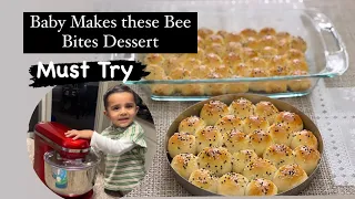 2-year-old makes fast and easy dessert Honeycomb bread Inspired by HARAZ CAFE