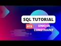 SQL Tutorial Constraints in SQL UNIQUE constraint in SQL