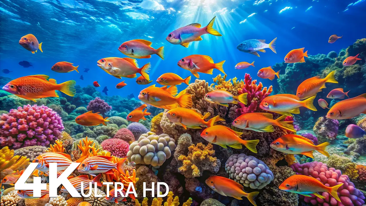 Aquarium 4K - Colorful Fish and Coral Reefs